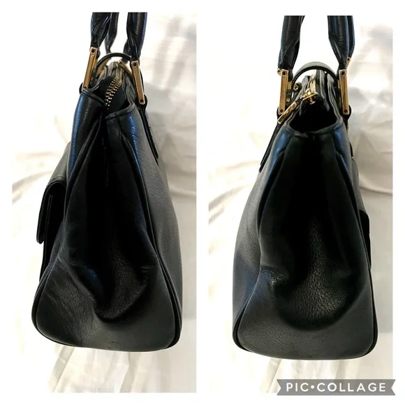 MCM-Black Leather top handle Bag